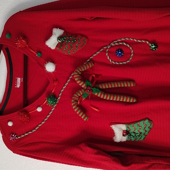 Basic Edition Embellished Ugly Christmas Top Size XL - Picture 3 of 7